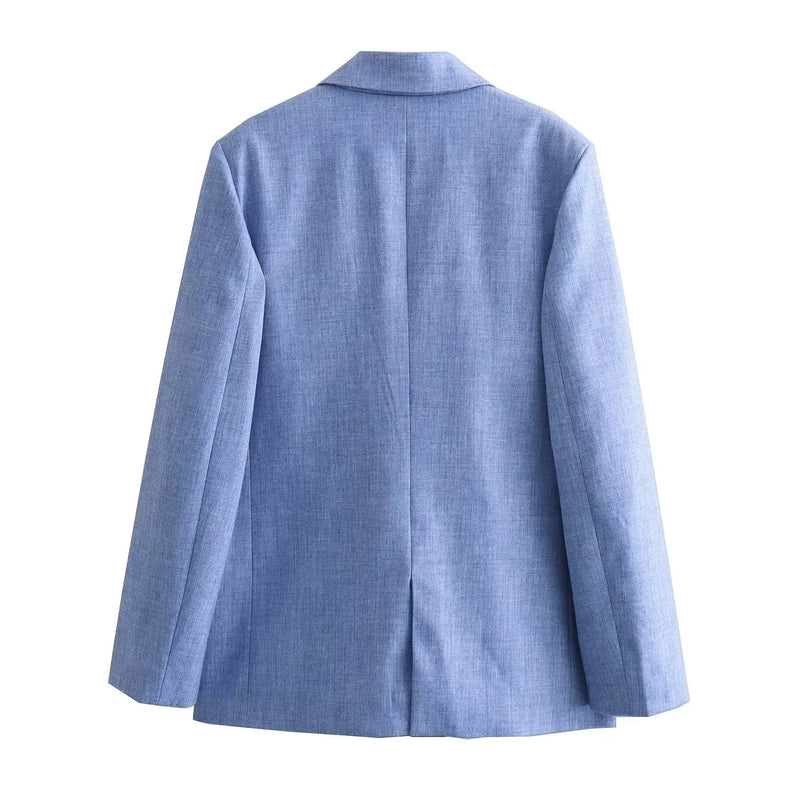 Suits Straight Jacket Casual Double Breasted Blazers Women Tops Sky Blue Blazers Women