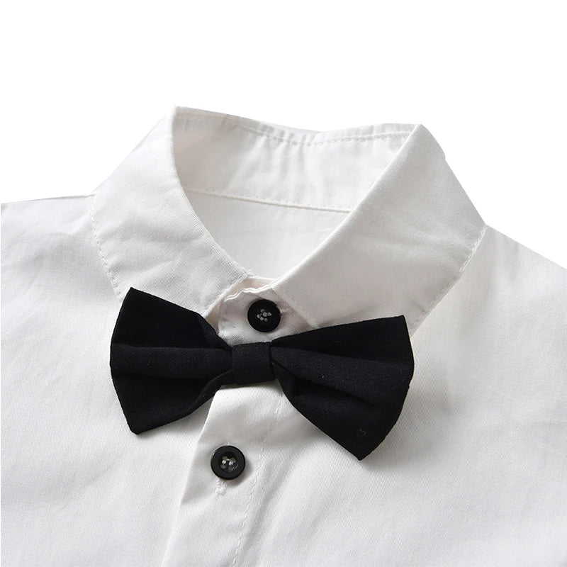 Boys Summer Cotton Outfits Classic Black & White Formal Gentleman Clothes Kids Suit Boys Host