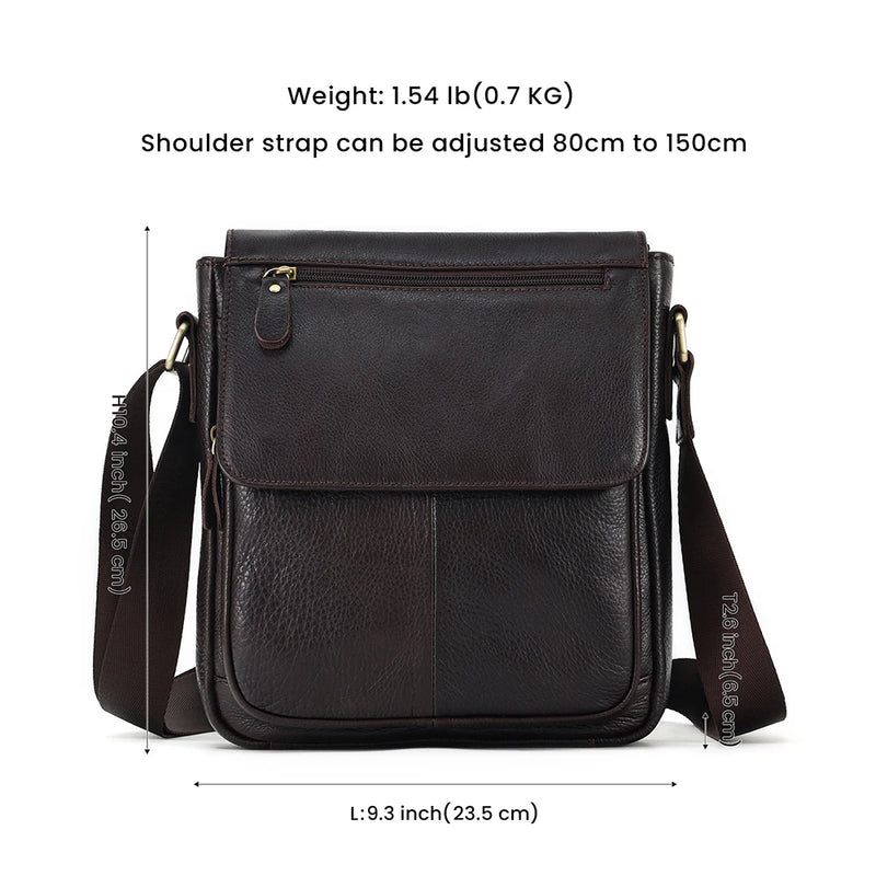 Genuine Leather Men Vintage Handbags Flap Men's Shoulder Bags Casual Messenger Bags Crossbody Bag