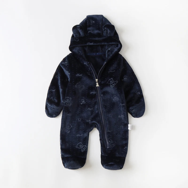 Baby Cute Little Bear Romper Outwear Baby Soft Flannel Romper Christmas Jumpsuit