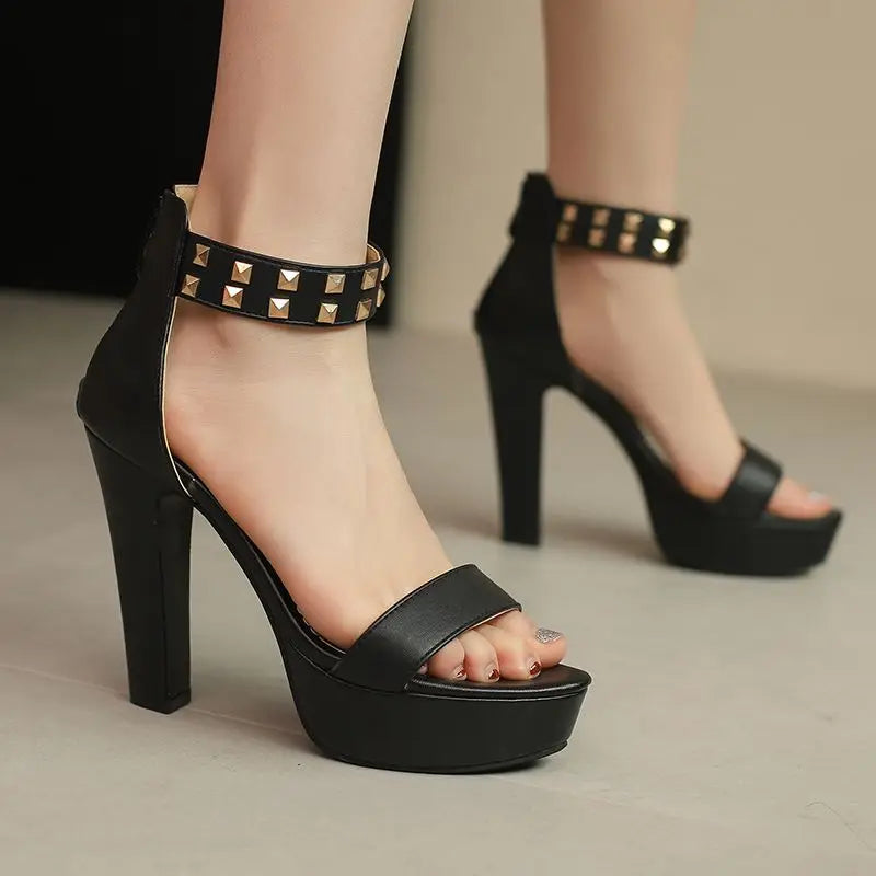 Female Sandals Open Toe High Heels 11.5cm Platform 2.5cm