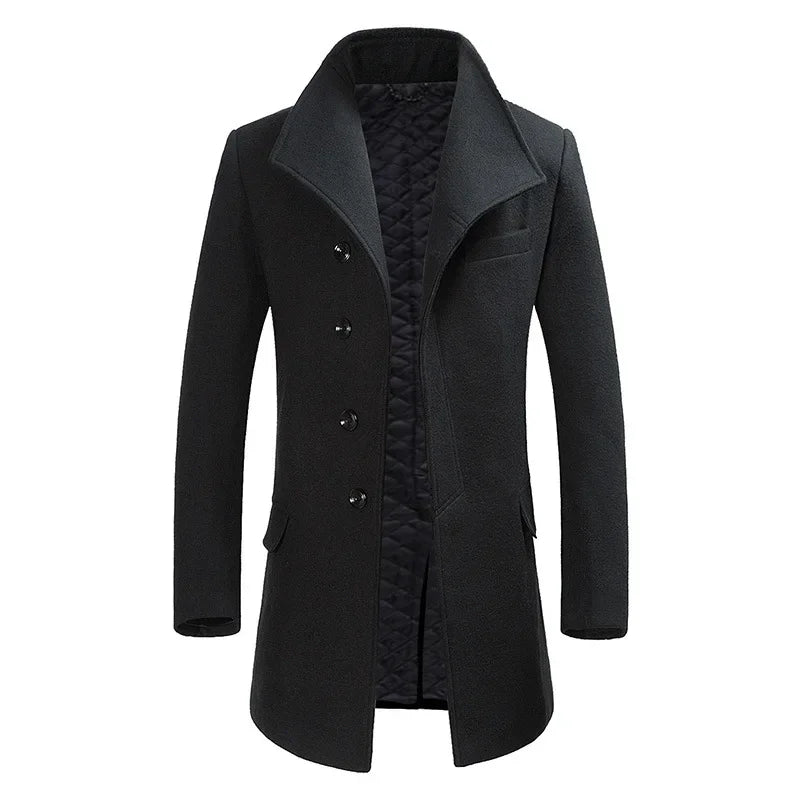 Men Overcoats Casual Woolen Coats Winter Man Cashmere Thicker Warm Trench Coats