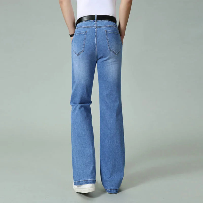 Men Spring Autumn and Summer Thin Wide-Leg Jeans Casual Straight Pants