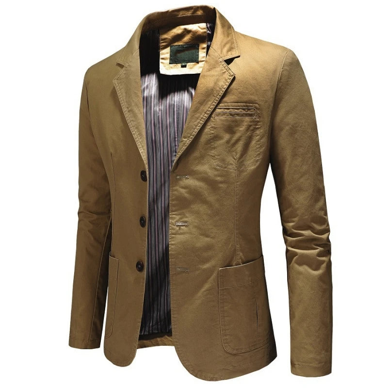 Men's Blazer Jacket Spring Autumn Business Luxury Washed Suit Coat Casual Slim Fit Jacket Outwear Clothes