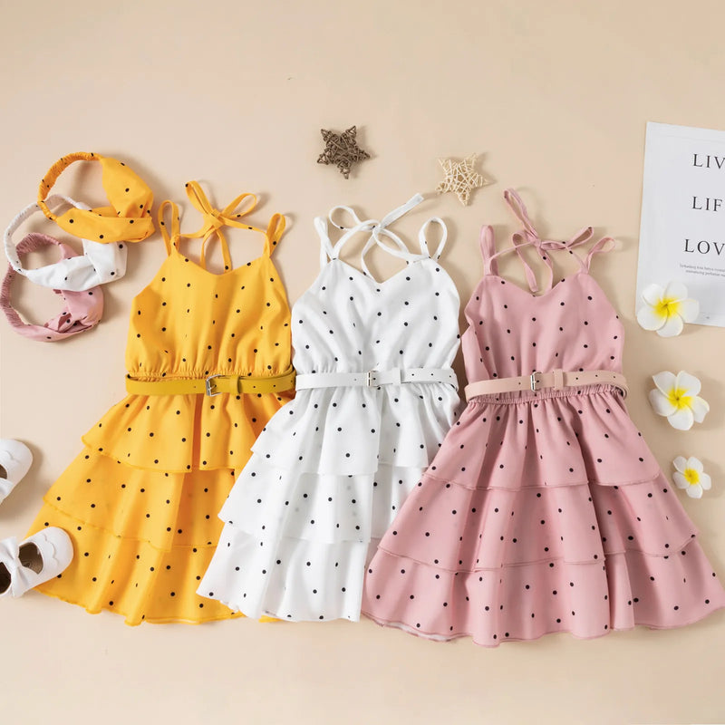 Princess Kids Baby Dress For Girls Dots Dress Sleeveless Ruffle Party Birthday Baptism Dress For Girl Summer Dresses