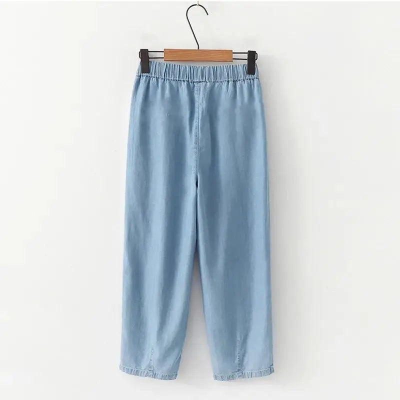 Thin Denim Casual Elastic Wide-Leg Loose Women Jeans Pants For Women Spring