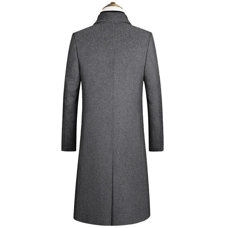 Autumn and Winter Boutique Woolen Classic Thick Warm Men's Extra Long Wool Trench Coat Male Jacket