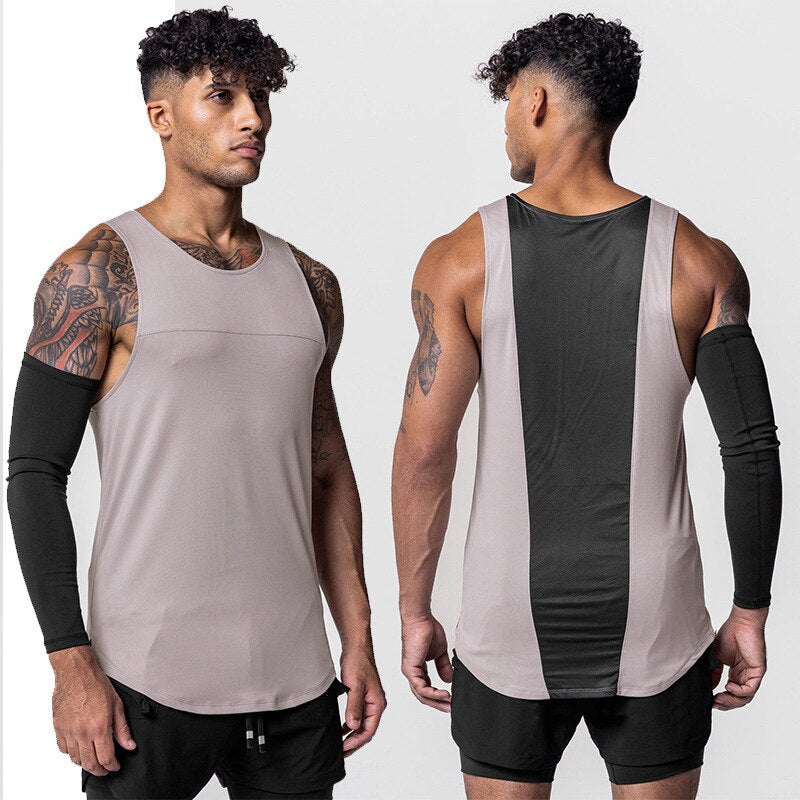 Summer Men Stretch Sleeveless Vest Men Gym