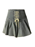 Women's Solid Bandage Pleated Skirt Goth Mini Skirt Streetwear Clothes American Retro