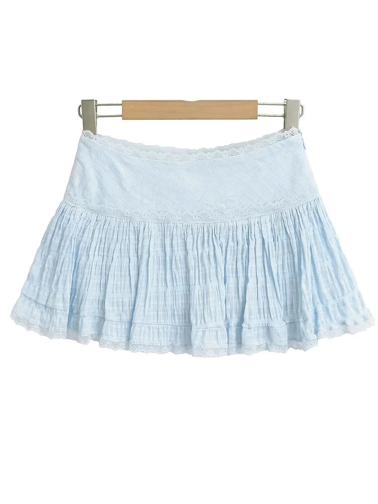 Women Sweet Lace Patchwork Mini Skirt  Short Skirts