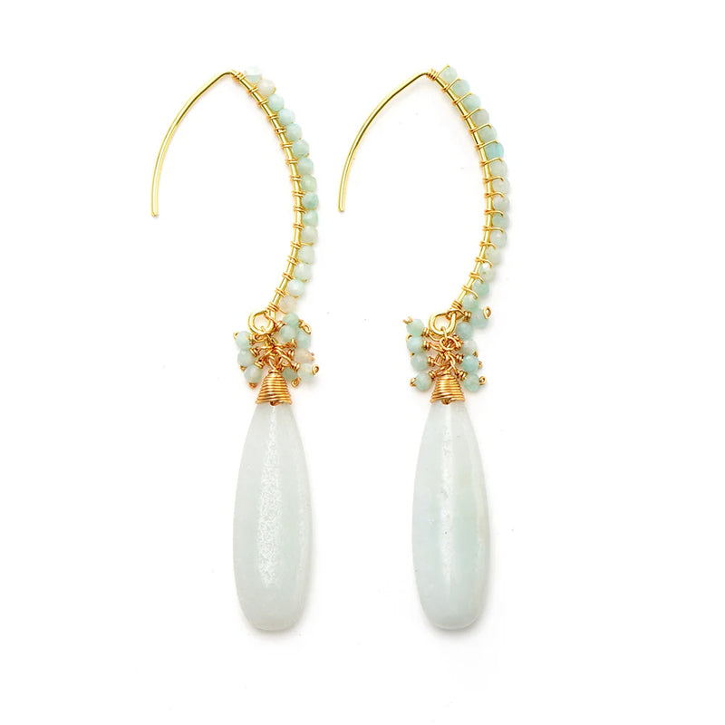 Exquisite Boho Drop Earrings for Women Amazonite Elegant Lady Dangle Earring Handmade Teardrop Jewelry