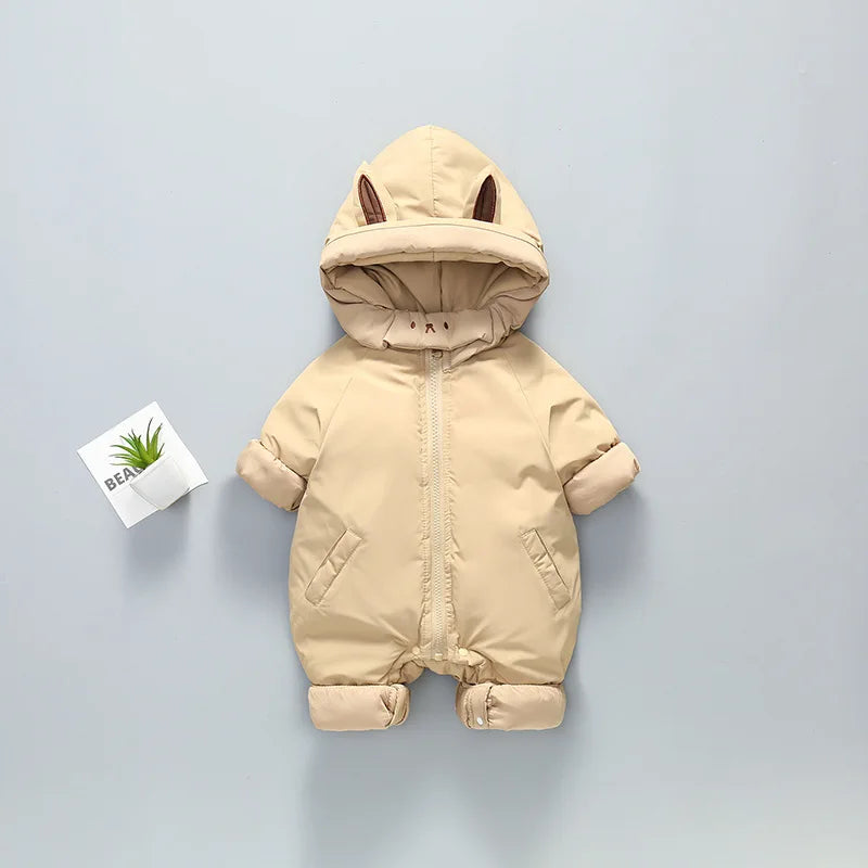 Winter Baby Boys Girls Cotton Romper Infant Jumpsuit Hooded Baby Clothing Toddler