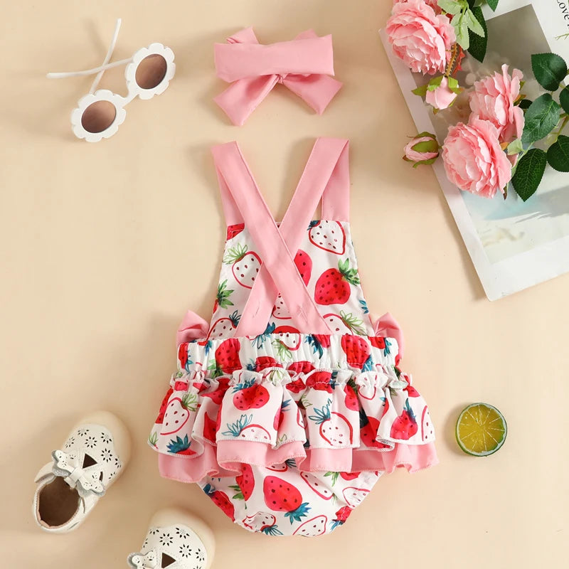 Summer Infant Baby Girl Bodysuit Sleeveless Backless Short Jumpsuit