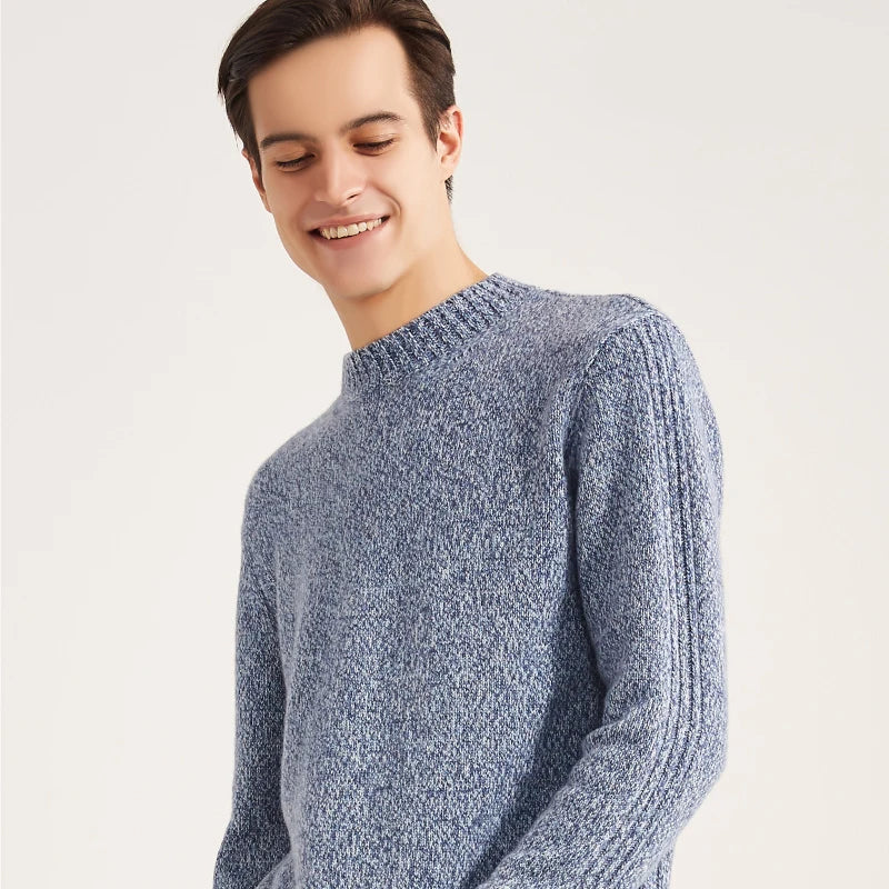 Cashmere Sweater Men Round Neck Thickened Half High Neck Knitted Shirt Sweater Men's