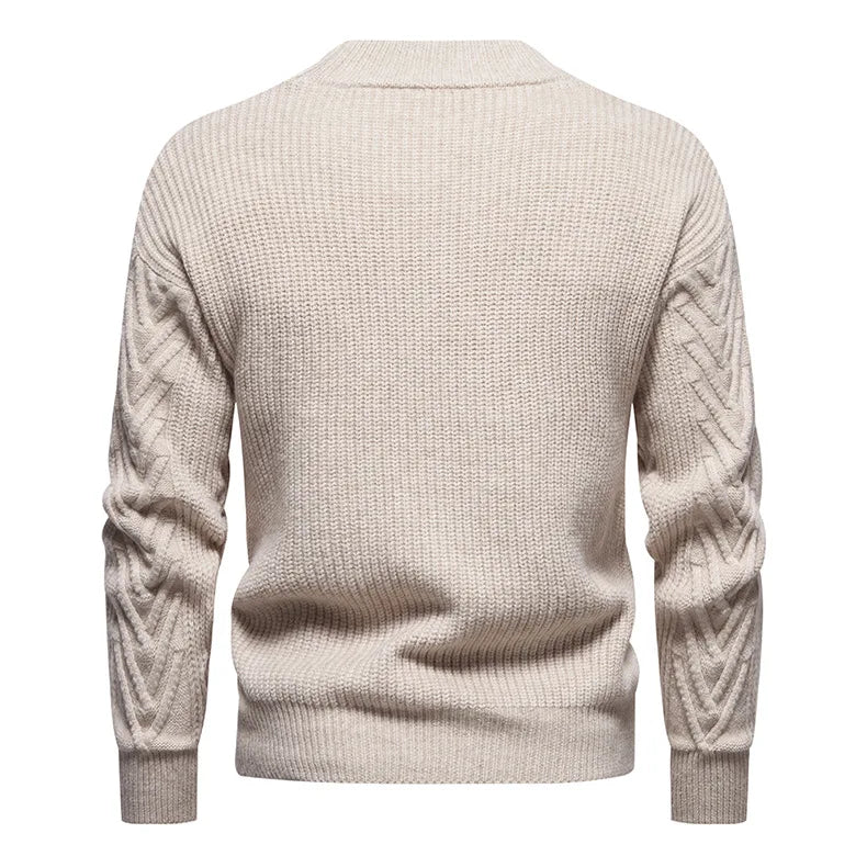 Mens Winter Sweater Lake Blue Knitted Soft Warm Pullovers for Men Autumn Casual Sweater