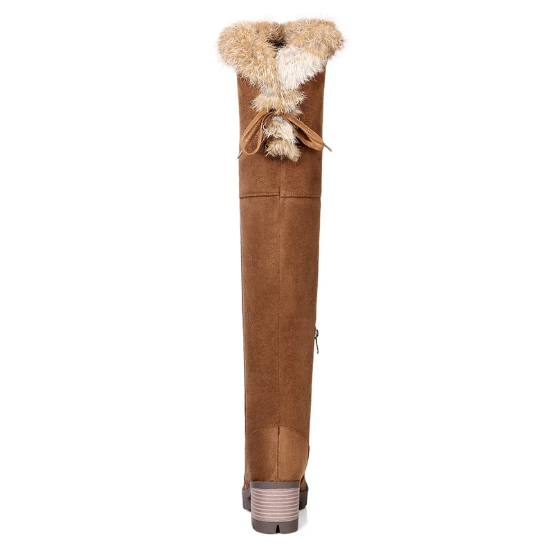 Winter Furry Warm Women Snow Boots knee Shoes