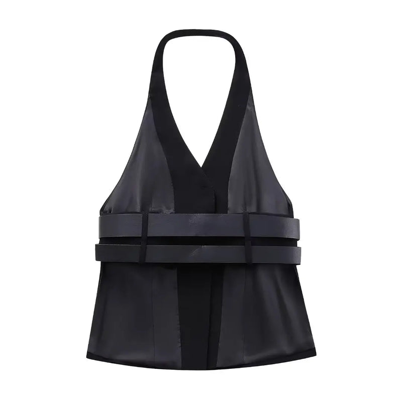 Woman Autumn Halter Sleeveless Jacket Women's Vest Streetwear Basic Vests for Women Chic Waistcoat Tops