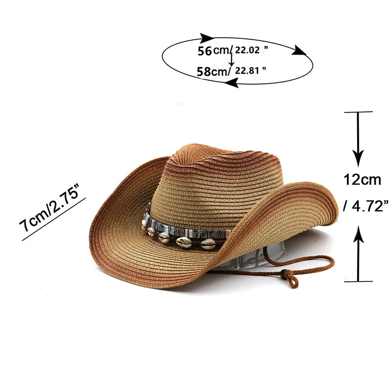 Hat Men's Sun Hat Wide Brim Fedora Hat Belt Decorate Beach Straw Hat for Men