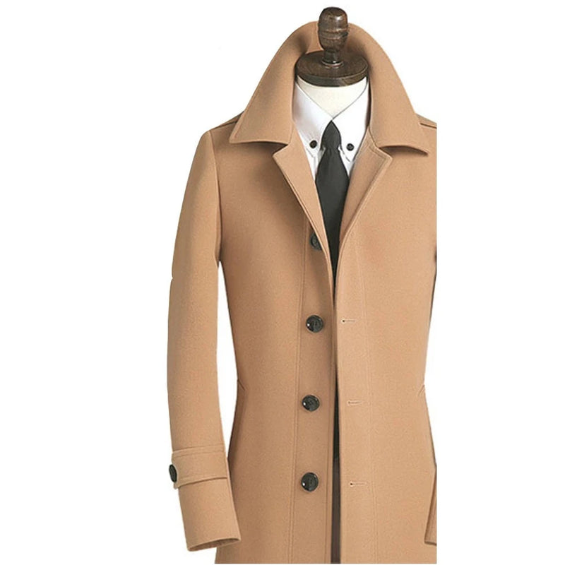 Wool Coat casual Mens Men high quality winter Slim Jacket Single breasted overcoat