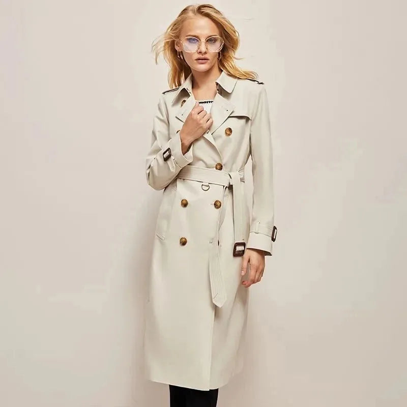 Spring And Autumn Women Trench Coat Outerwear Double Breaste