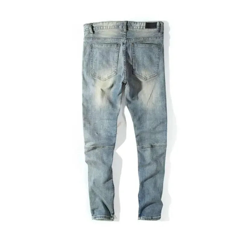 Pants Ripped Jeans for Men Motorcycle Tapered Torn