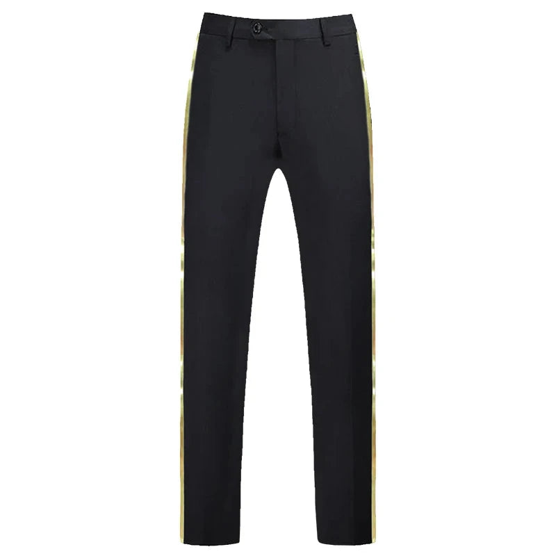 Men pants leather trim Casual Male Formal Pants Elastic Straight Formal Trousers