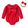 Newborns Baby Rompers for Girl Spring Winter Velvet Jumpsuit Headband Sets