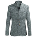 Men's Casual Stand Collar Tunic Suit Jacket Slim Fit Business Wool Blazers Coat