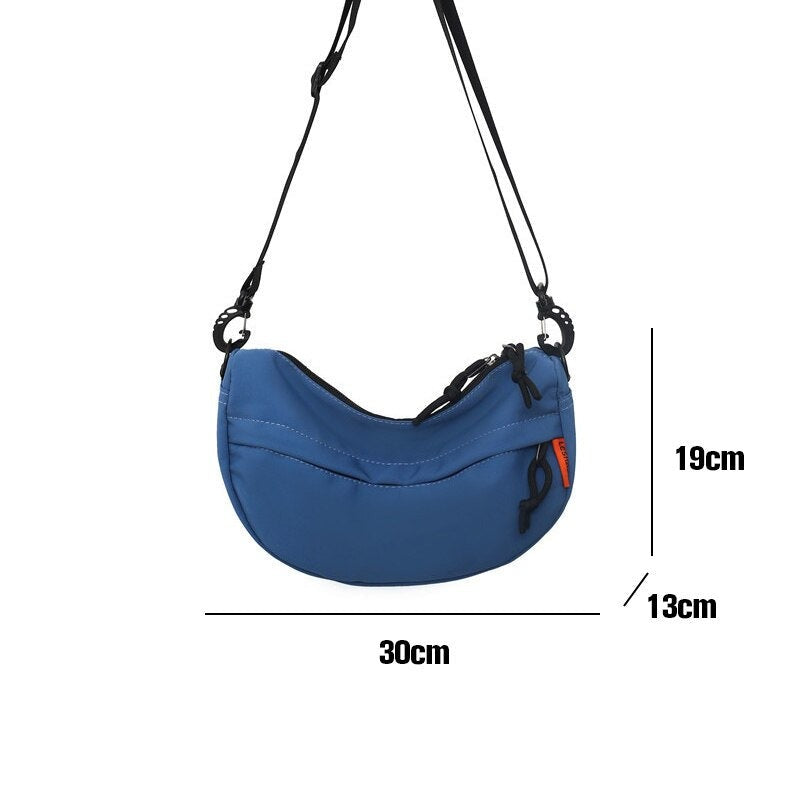 Male Solid Crossbody Bag Waterproof Nylon Fabric Single Shoulder Bags Multifunction Large Capacity Student Bags