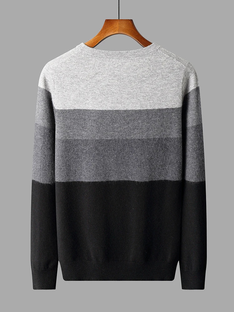 Spring and Autumn  Wool Sweater Men's Knitted Round Neck Pullover