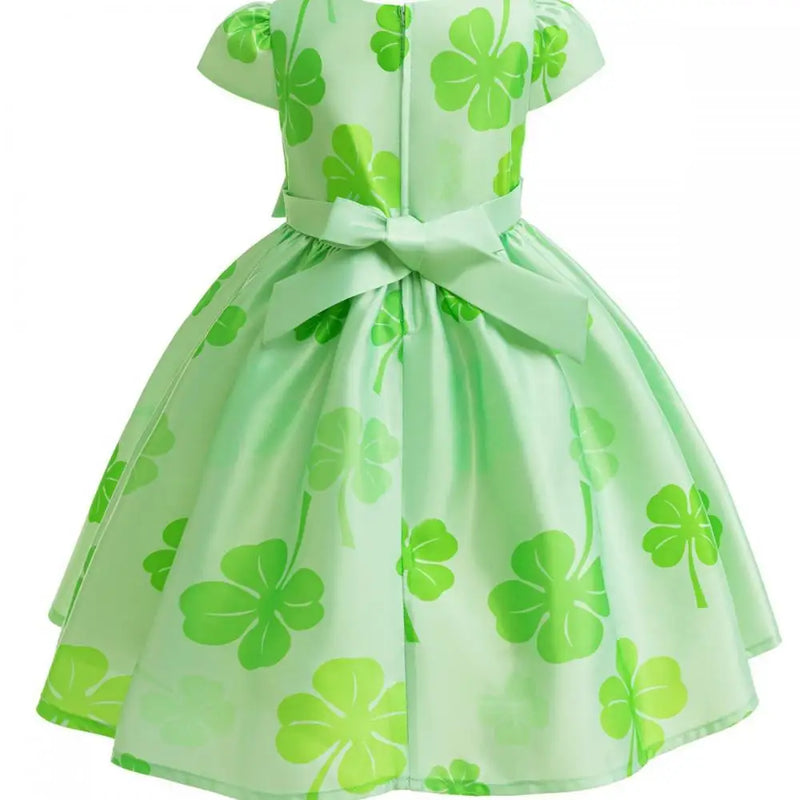 Floral Flower Dresses For Baby Girl Summer Green Bow Princess Clothes