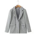 Women Casual Blazer Coat Autumn Winter Warm Woolen Outerwear