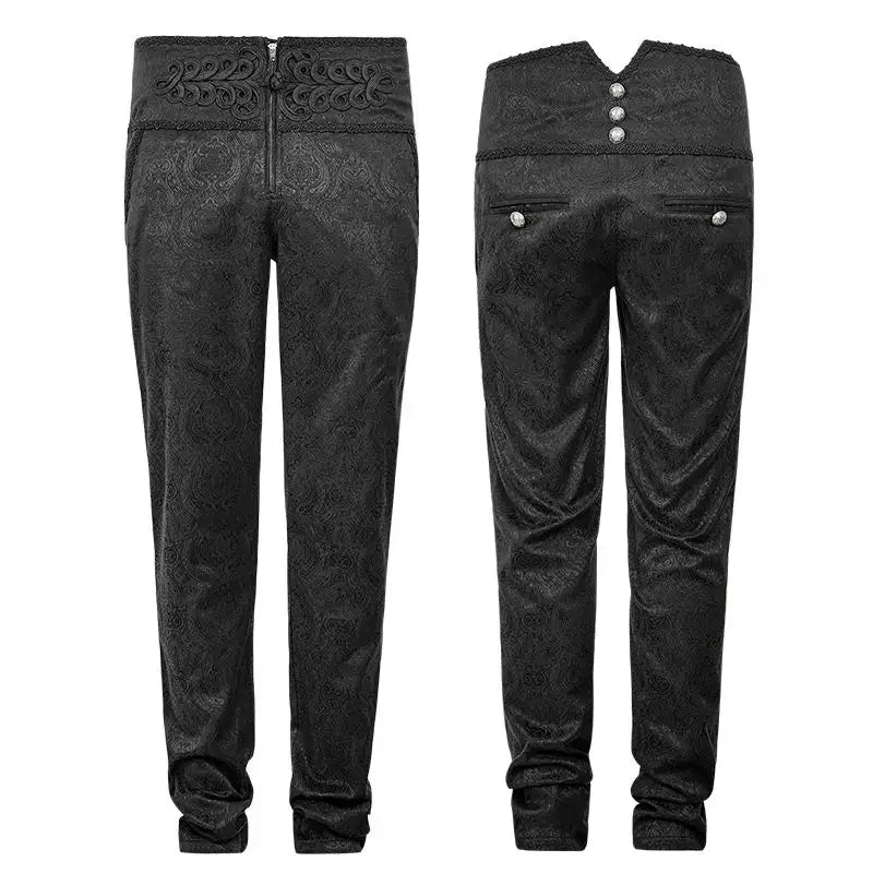 Gothic Slim-Fit Long men's Pants Steampunk Retro Peacock Button Casual High Waist Trousers Men