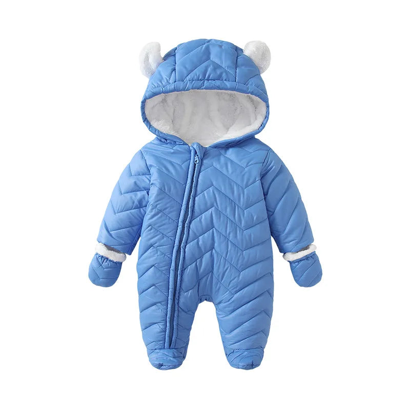 Winter Infant Boys Girls Overalls Soft Fleece Outerwear Rompers Infant Coat Hooded Kids Boys Jumpsuits