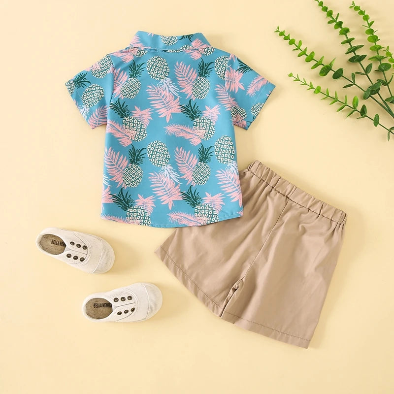 Summer Kids Boys Clothes Pineapple Shirts Tops Shorts Suit Clothes