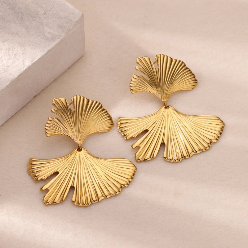 Stainless Steel Leaf Earrings For Women Stud Earring Female Fashion Wedding Ear Jewelry Gift