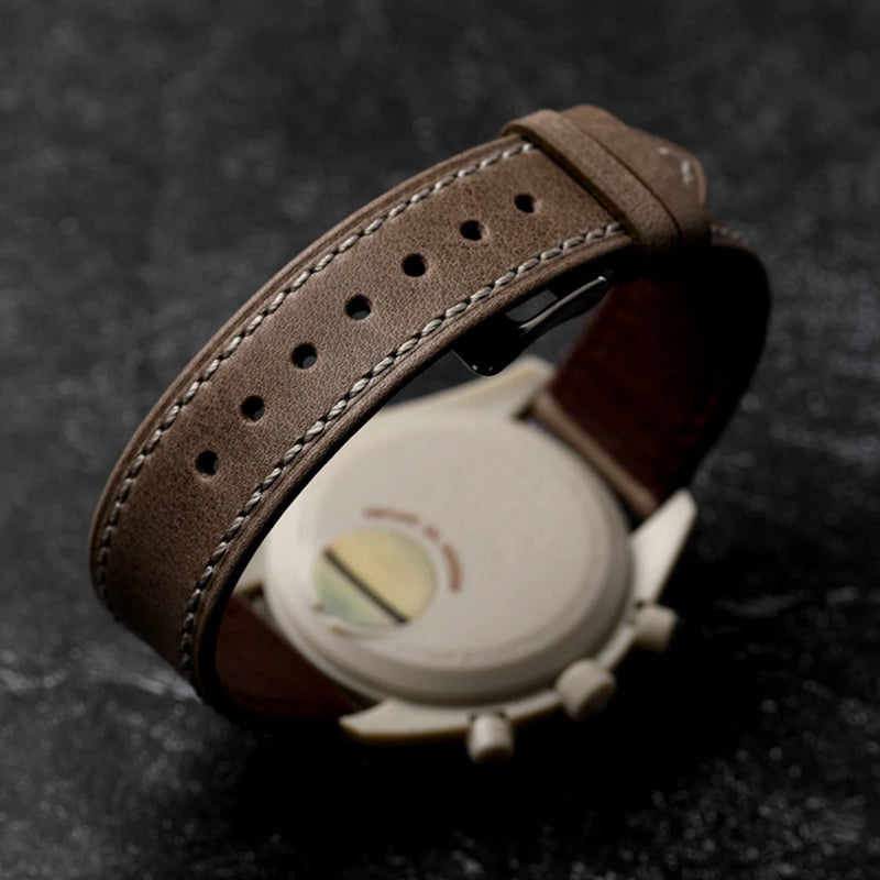 Handmade Ultra-thin Genuine Leather Strap 18 19 20 21MM Soft Light Gray Suitable for Antique Watch Bracelet Men Head Layer