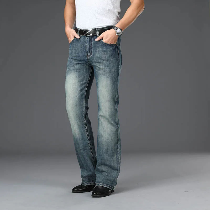 Denim Flared Jeans Men  Boot Cut Denim Pants Comfortable Slightly Slim Classic Loose Casual Trousers For Male Bootcut