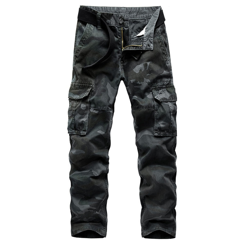 Men Trousers Cotton Straight Multi-pocket Casual Overalls Denim Work Pants Trousers For Male