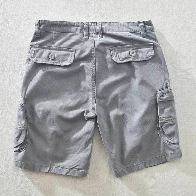 Summer Men's Casual Cargo Short Pants Multiple Pockets Decorative Comfortable Pure Cotton Shorts Streetwear