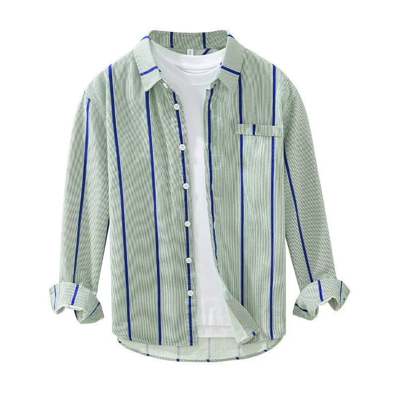 Classic Men's Shirts Striped for Man Spring Loose Casual Tops