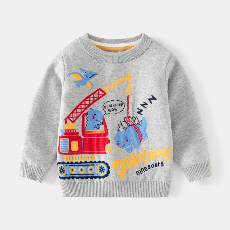 Children Clothing Sweater Boys Autumn Double-layer Cotton Knitting Sweater Winter Boys Car Long Sleeve Sweater