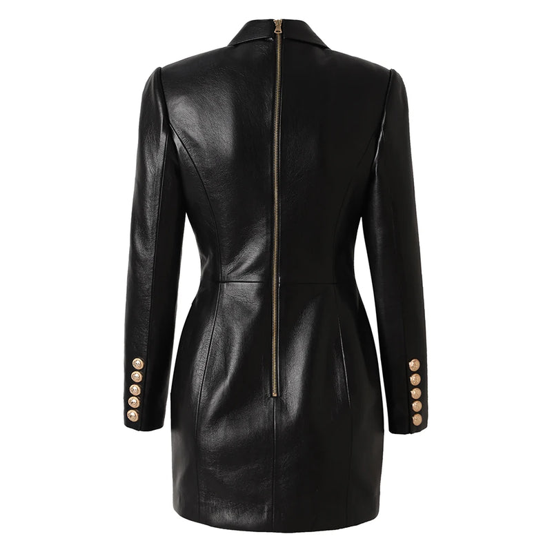 Autumn Winter Women Long Black Blazers Street Luxury Double Breasted Lady Jackets