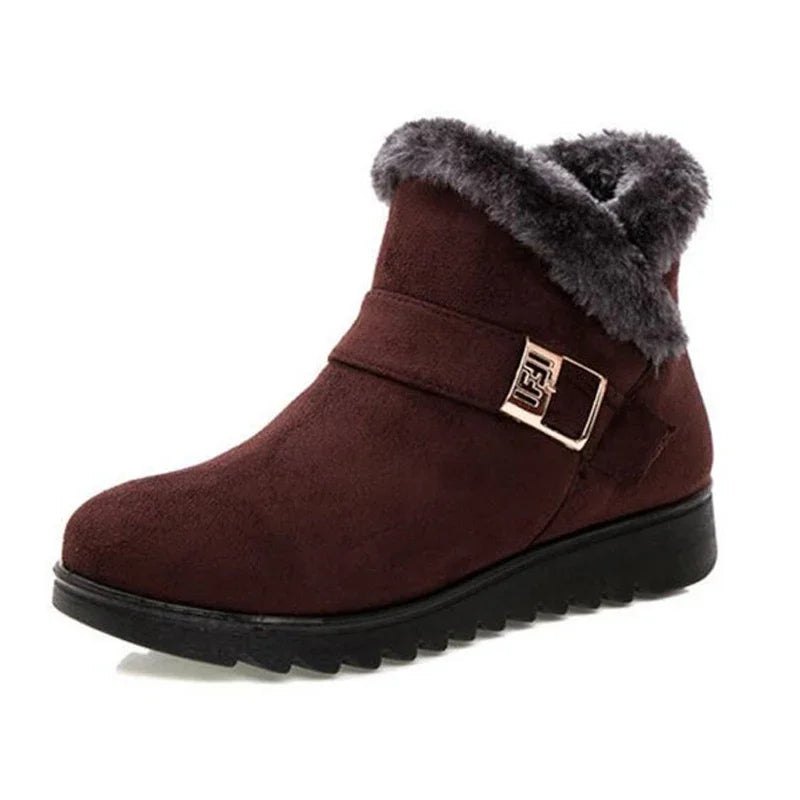 Warm snow boots short fur plush winter ankle shoes women