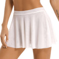 Womens Casual Solid High Waist Miniskirt Female Sexy Mini Skirts Double Layers Mesh Ruffle Skirt Ladies Clubwear