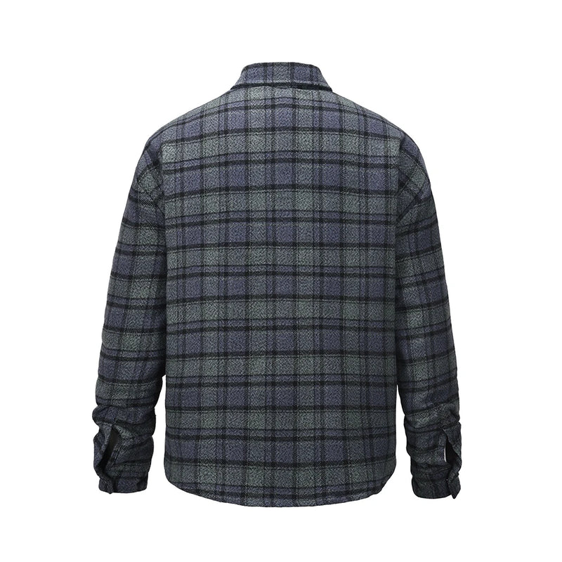 Plaid Winter Padded Jacket for Men and Women Lapel Baggy Casual