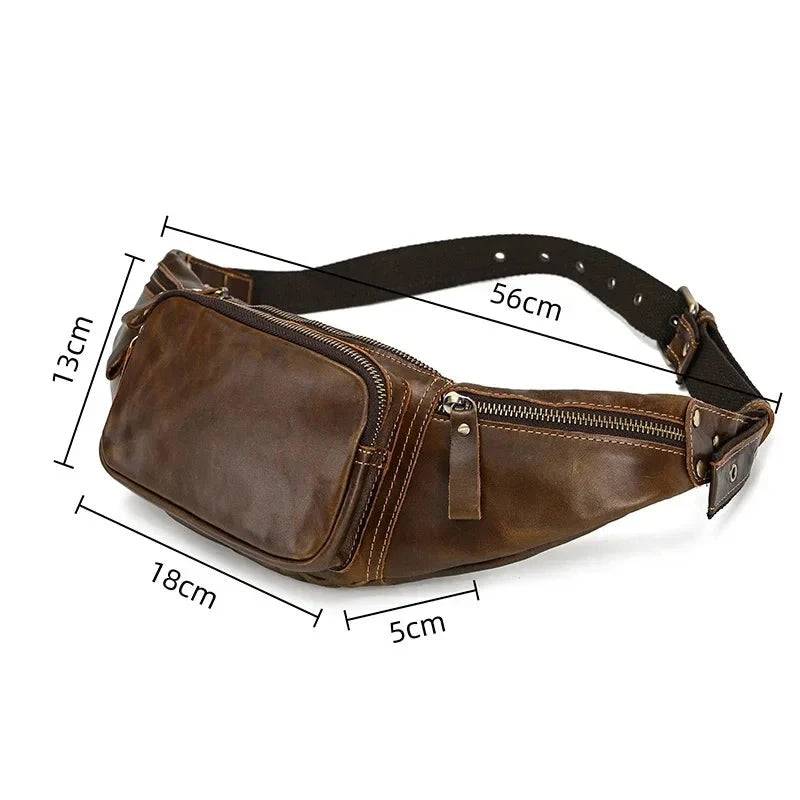 Genuine leather waist bag men's leather crossbody bag casual chest bag