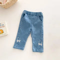 Spring Kids Jeans Trousers Children Girls Cute Bow Denim Blue Pants