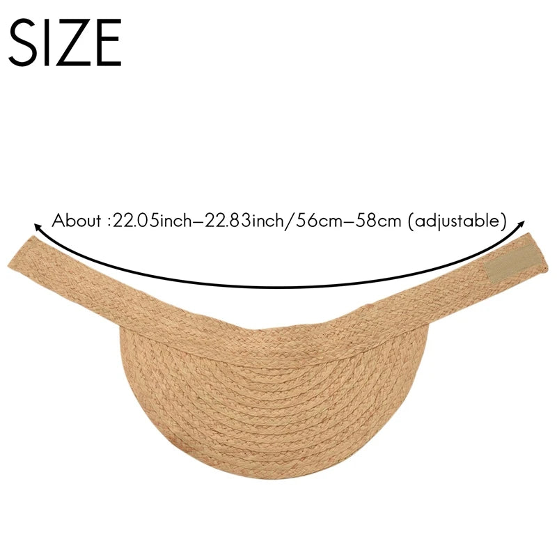 Ladies Anti-Uv Roll Up Sun Visor Hat Women Straw Raffia Sun Visor Caps