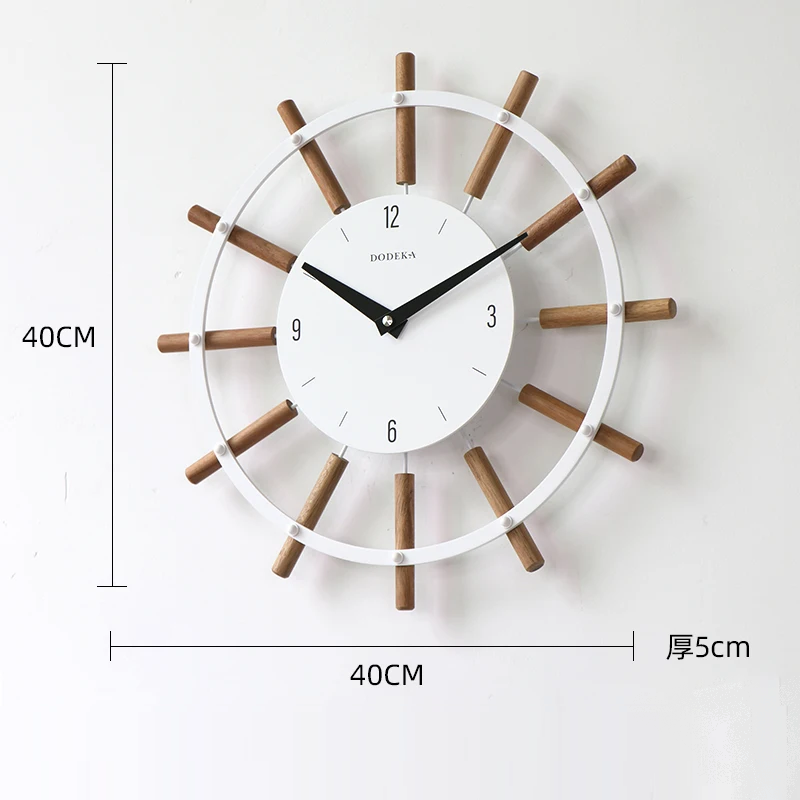 Nordic living room clock solid wood wall clock simple modern art decorative clock hanging wall